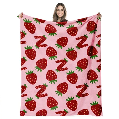 Strawberries Pattern Pink Blanket for Sweet Sleep Lovers