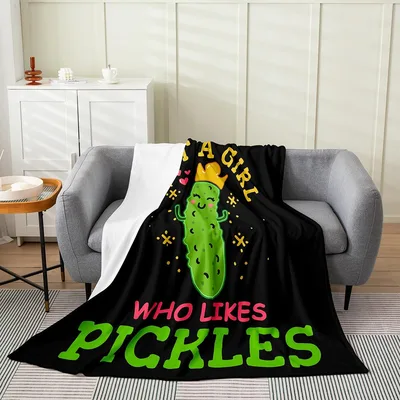 Girl Who Loves Pickles Blanket: Crowned Pickle Design