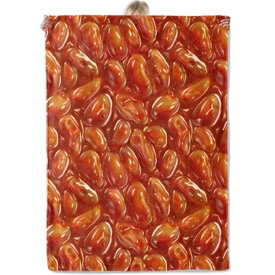 Baked Beans Food Pattern Blanket: Realistic Bean Print for Foodies