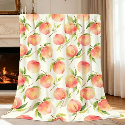 Peach Fruit Pattern Blanket: Watercolor Peach Print for Foodies