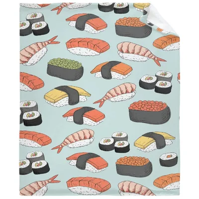 Sushi Pattern Blanket: Cozy Fleece and Sherpa Throws for Foodies