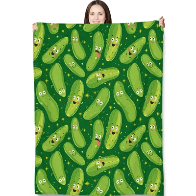 Cute Pickle Pattern Blanket: A Playful Green Cucumber Design