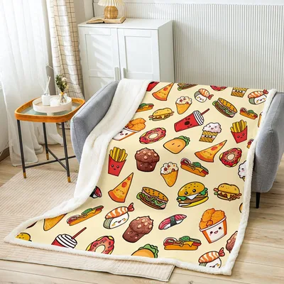 Fast Food Pattern Blanket: Kawaii Fast Food Throw for Snacking Lovers