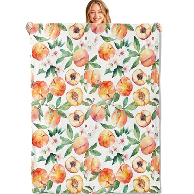 Peach Blossom Fruit Pattern Blanket: Watercolor Peach Print Design