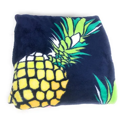 Pineapple Fruit Design Blanket: Bold Tropical Graphic on Navy