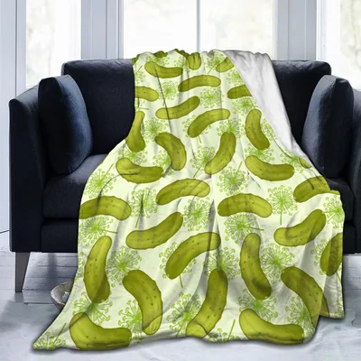 Green Pickle Pattern Blanket: Dill Pickles and Dill Flowers