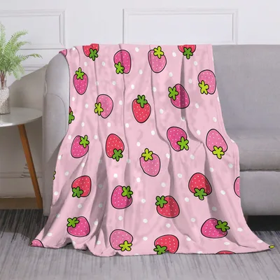 Pink Strawberry Pattern Blanket: Cute Fruit Print for Foodies