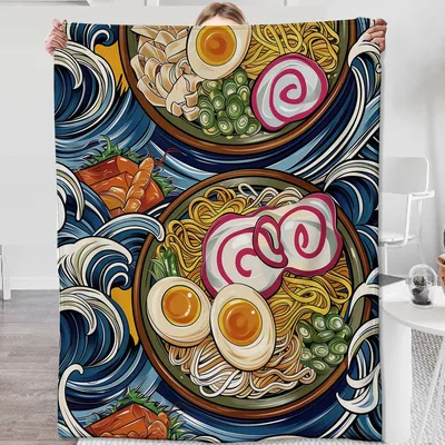 Ramen Bowl Japanese Wave Blanket: Noodle Art for Foodies