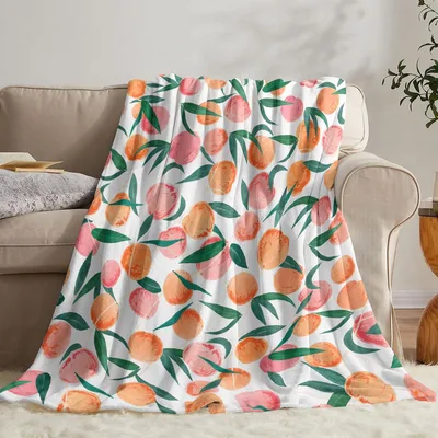 Peach Fruit Pattern Blanket No. 2: Watercolor Peach Print for Foodies