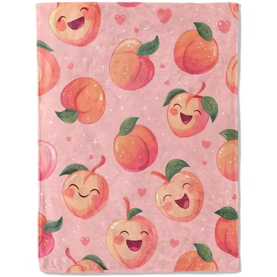 Smiling Peaches Pattern Blanket: Whimsical Fruit Design for Cozy Days