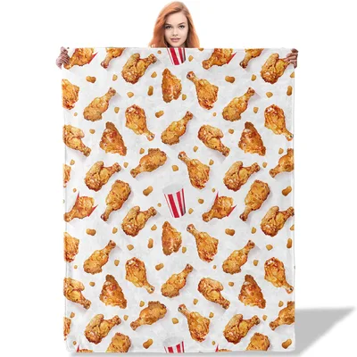 Fried Chicken Pattern Blanket featuring crispy fried chicken legs