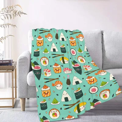 Cute Sushi Pattern Blanket: Kawaii Foodie Design for Fans