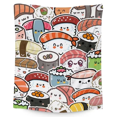 Kawaii Sushi Pattern Blanket: Cute Foodie Throw for Lovers