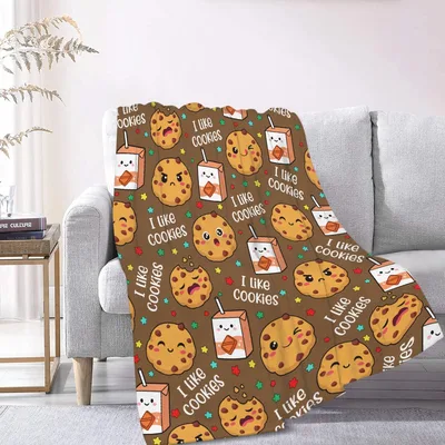I Like Cookies Pattern Blanket: Cute Cookie and Milk Art
