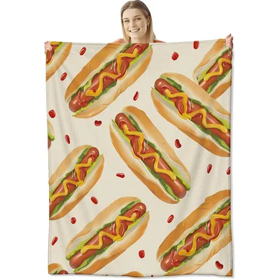 Hot Dog Pattern Blanket: A Fun Foodie Design for Sofa and Travel