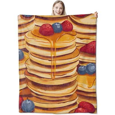 Pancake Stack with Berries Blanket: Cozy Breakfast Art for Foodies
