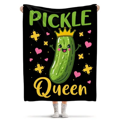 Pickle Queen Cartoon Pickle Blanket for Foodie Fans