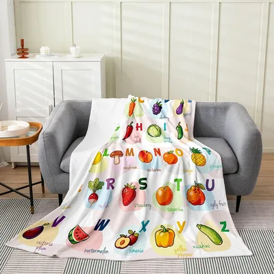 Alphabet Fruits and Vegetables Blanket: A Colorful ABC Produce Print