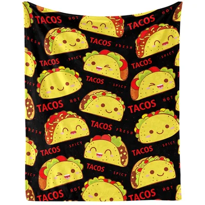 Cute Tacos Pattern Blanket: Kawaii Taco Design for Foodies