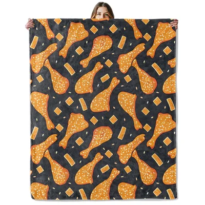 Fried Chicken Drumstick Pattern Blanket for Foodie Lovers – Design 2