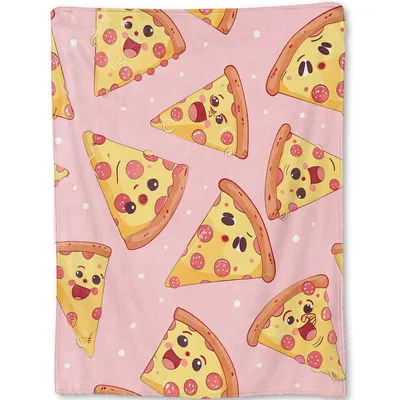 Cute Pizza Slices Pattern Blanket for Foodies Who Love Kawaii Designs