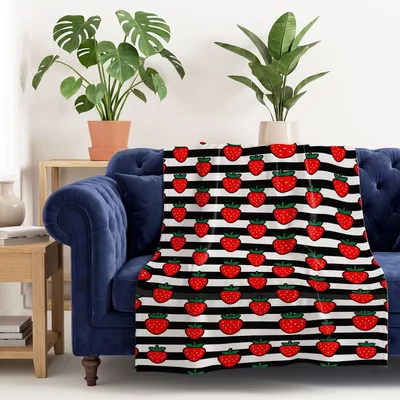 Strawberry Stripes Pattern Blanket