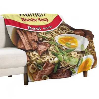 Beef Ramen Noodle Soup Blanket: Instant Cup Design for Foodies
