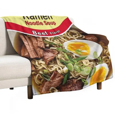 Beef Ramen Noodle Soup Design Blanket for Instant Food Lovers