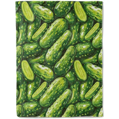 Green Cucumber Pattern Blanket: Fresh Vegetable Print for Foodies