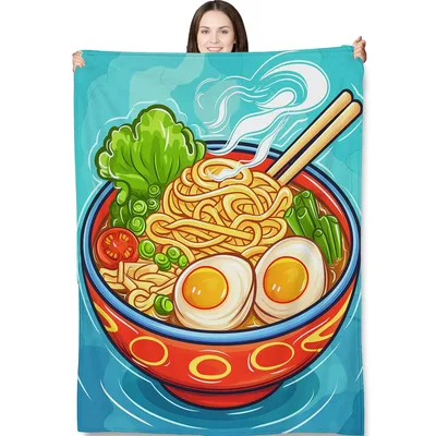 Ramen Bowl with Egg Blanket: A Vibrant Noodle Illustration for Foodies