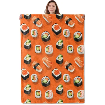 Tasty Sushi Pattern Blanket: Cozy Throw for Foodies and Nigiri Lovers