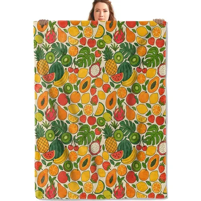 Watercolor Tropical Fruit Pattern Blanket