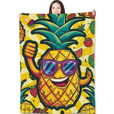 Cool Pineapple with Sunglasses Blanket: Fun Tropical Fruit Design