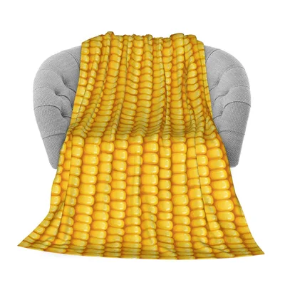 Yellow Corn Cob Print Blanket: A Close-Up of Golden Kernels