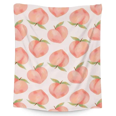 Peach Fruit Pattern Blanket: Soft Watercolor Peach Print for Foodies