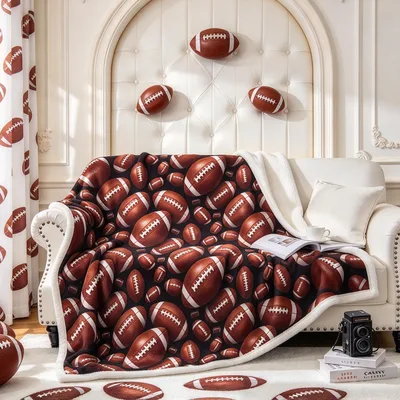 Football Sports Pattern Blanket: Dense Football Print for Fans
