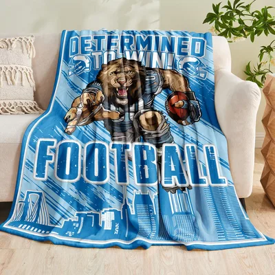 Football Lion Mascot Blanket: Determined to Win Football Design