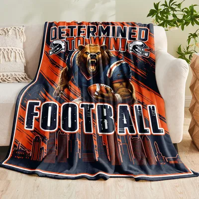 Football Bear Mascot Blanket: Determined to Win Football Design