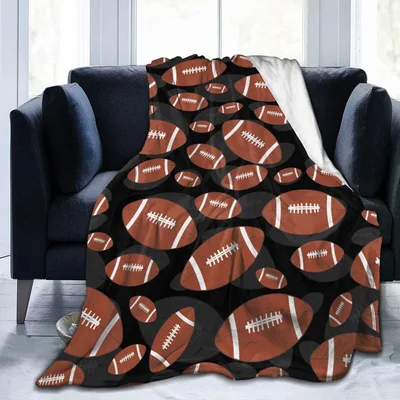 Football Pattern Scattered Footballs Blanket for Game Day Cozy