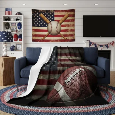 Football American Flag Blanket