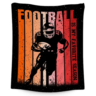 Football Player Silhouette Retro Blanket: Vintage Football Design