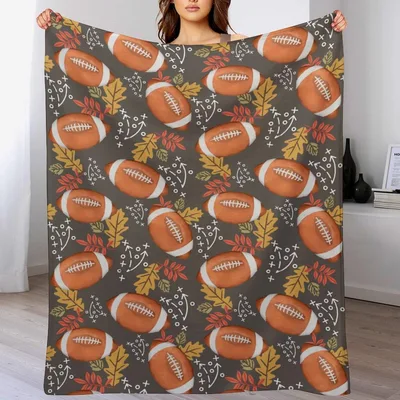 Football Fall Blanket: Football and Leaf Pattern for Autumn Fans