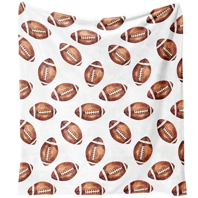 Watercolor Footballs Pattern Blanket for Game Day Fans