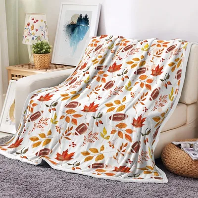 Autumn Leaves and Footballs Blanket: Cozy Fall Sports Throw