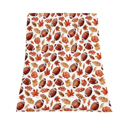 Watercolor Football and Fall Blanket: Cozy Autumn Pattern for Game Day