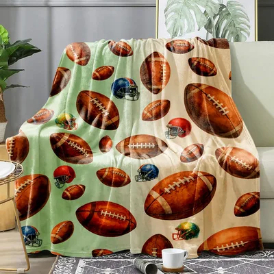 Football Helmet Pattern Blanket: Watercolor Football and Gear Design