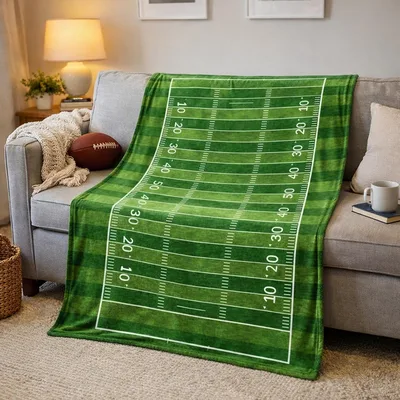 Football Field Sports Blanket: A Green Yard Line Design for Fans