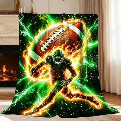 Football Player Fire Blanket: Glowing Athlete Design