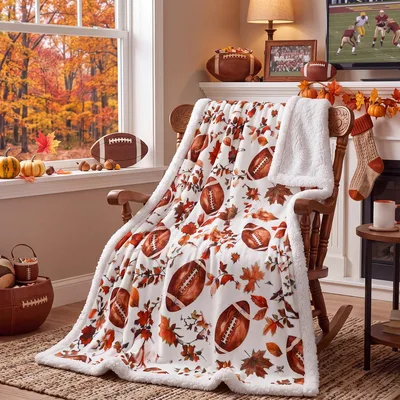 Fall Football and Maple Blanket: Cozy Autumn Game Day Cover