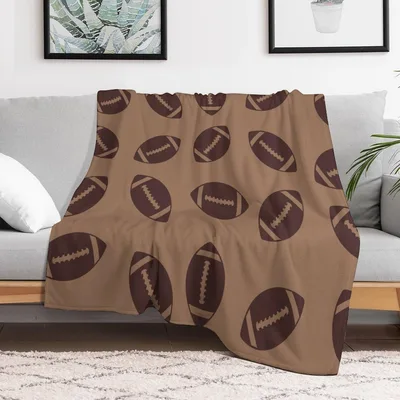 Football Pattern Brown Blanket: Classic Football Print for Fans